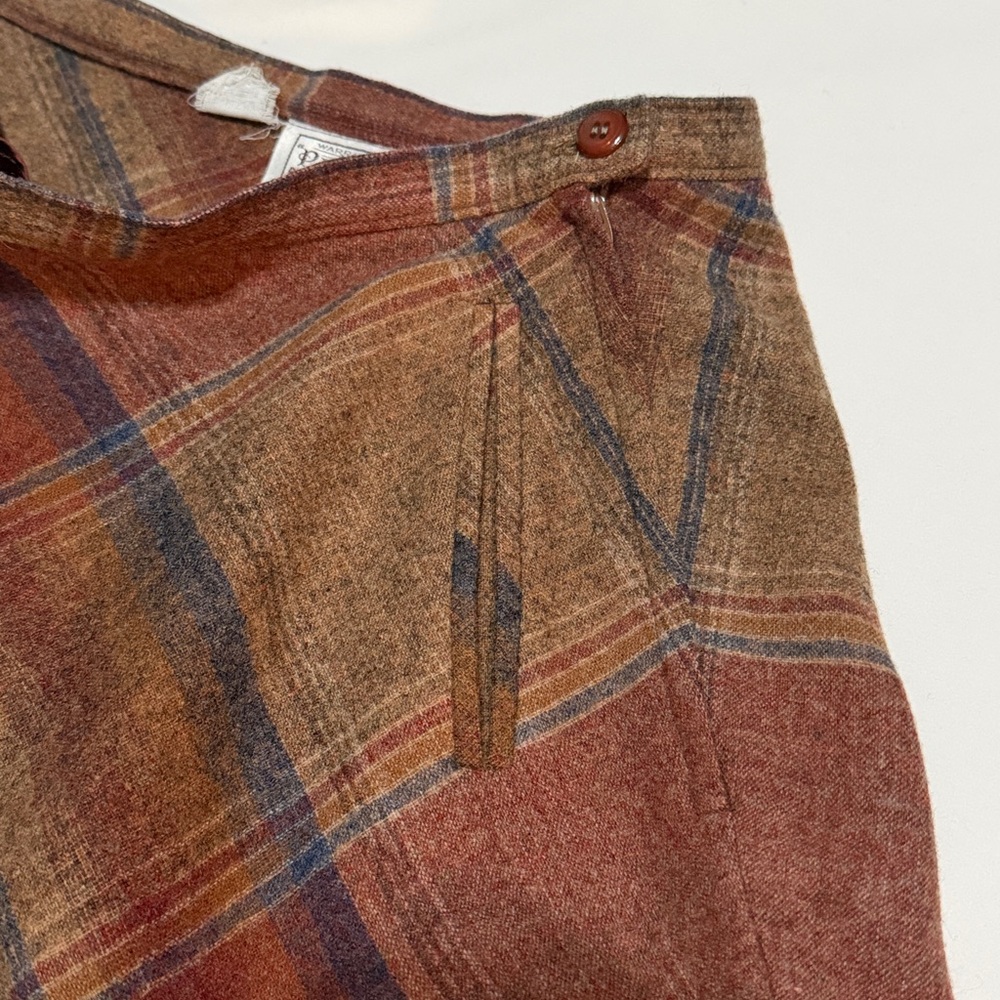 Pendleton A-Line Plaid Midi Skirt in Brown and Orange 100% Wool 6 - Picture 6 of 6